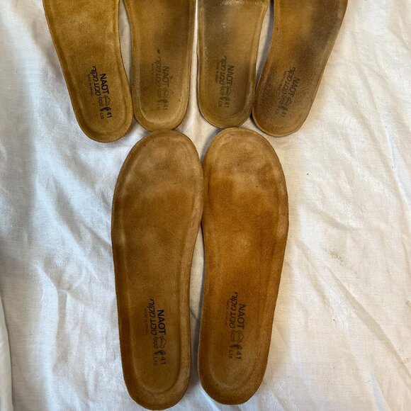 3 Pairs NAOT WOMENS FOOTBEDS Insoles EU 41 US L 10 Replacements -Tan Suede Cork - Picture 2 of 7